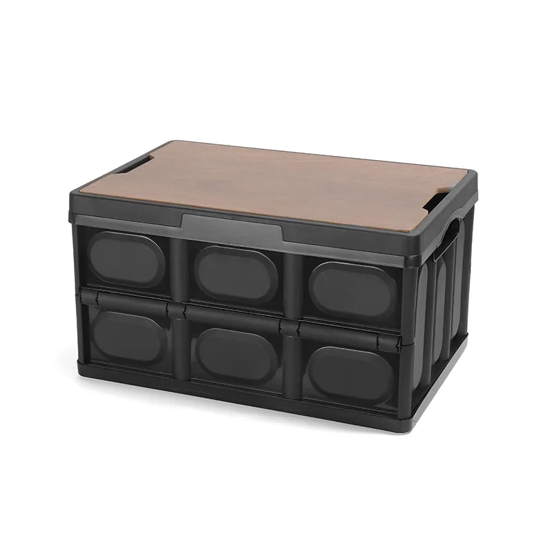 30L Outdoor Camping Wooden Cover Storage Box, Portable