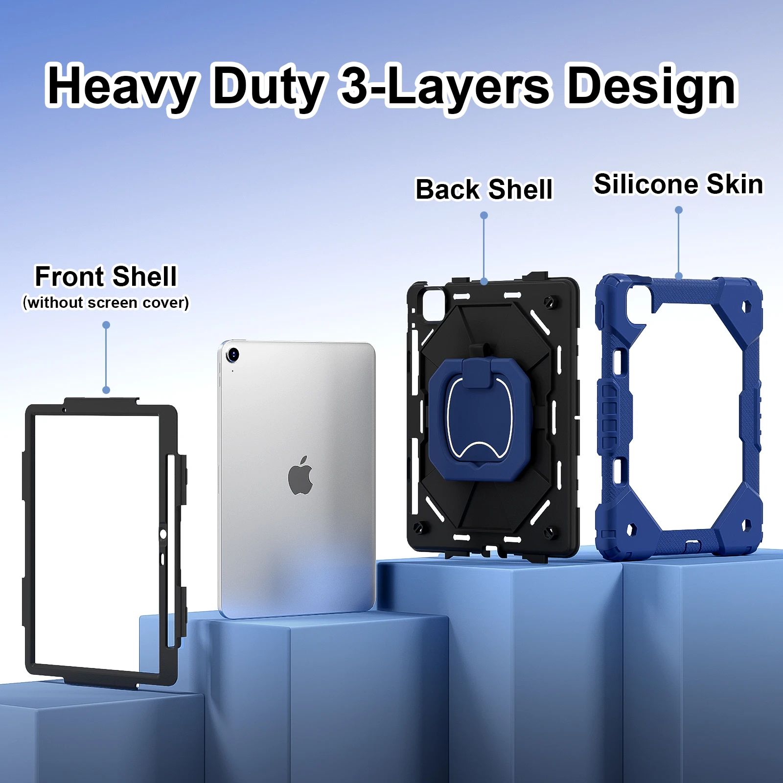 Armor Rugged Tablet Case For Ipad Air With Rotating Stand & Pen Slot_voghion.com