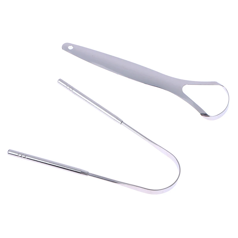 2Pcs Tongue Scraper Stainless Steel Tongue Cleaner Bad Breath Removal Oral Care Tools