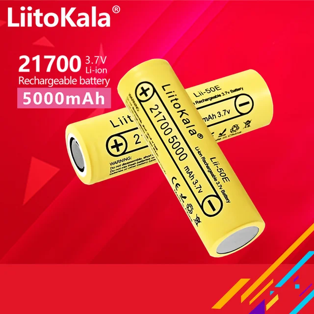 1-16 個 LiitoKala 21700 5000mA リチウムイオンバッテリー 3.7V 放 