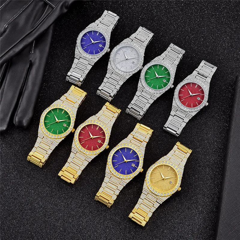 Original Famous Brand Men Watches Fashion Alloy Band Simple Diamond Luxury Date Quartz Watch Silver Montre Homme Reloj Hombre
