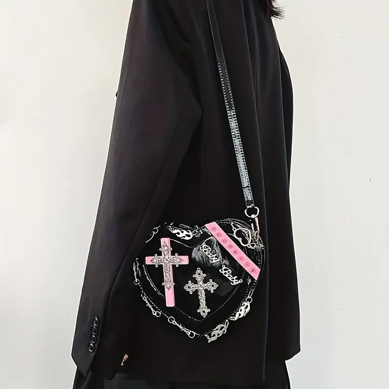 Woman Harajuku Y2K Hanfbag Heart Shoulder Bag Tote Messenger Bag Spice Girls Street Hip Hop Punk Cross Handbags Purses Female women tote bag women shoulder bag