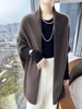 100% Merino Wool Shawl Women's Knitted Sleeveless Cardigan Autumn Winter Thick Warm Solid Color Cape Fashion Korean Loose Jacket 5