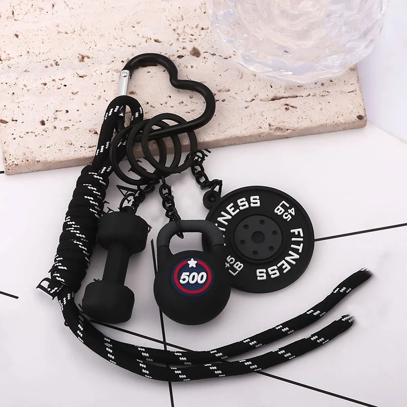 3DMini Dumbbell Fitness Kettle Keychain for Women Fashion Bag Pendant Fitness Enthusiast Bag Car Key Charm Decoration Gift
