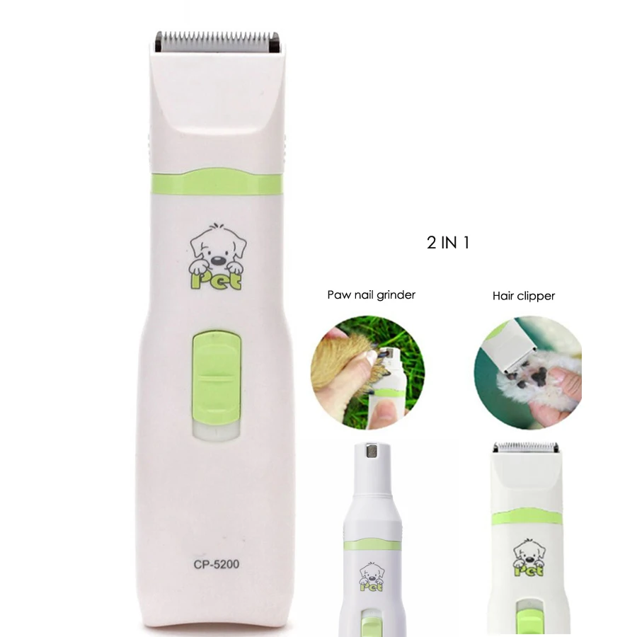 CP5200 2 in 1 MINI Pet Grooming Tools Dog Cat Hair Trimmer Electric Pets Clippers Nail Grinder Paw Haircut Machine