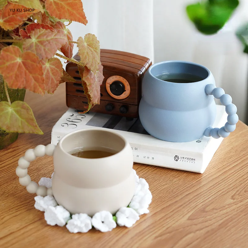 

Gourd Pearl Handle Mug Ceramic Coffee Cup Frosted Appearance Teacup Household Water Cup Couple Cup Office Drinkware Give Gifts