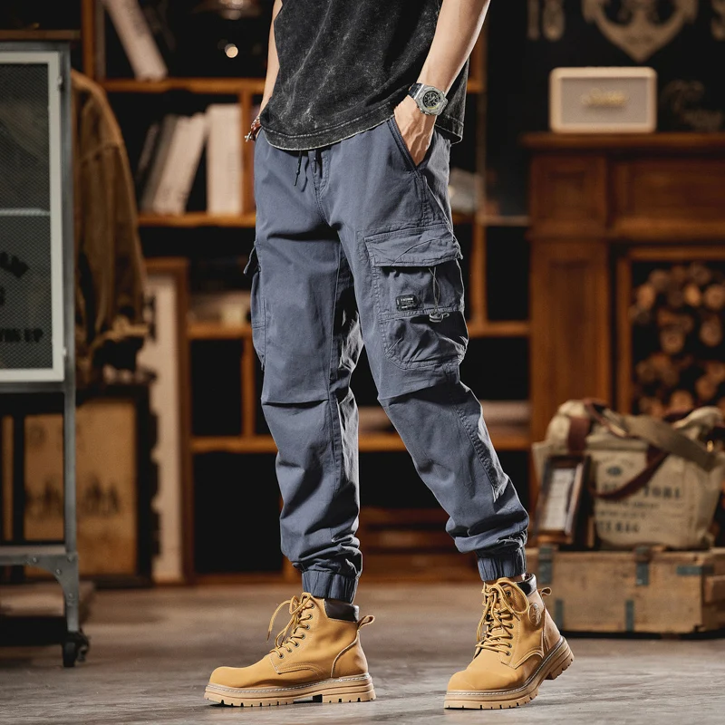 2024 Summer New Brand Casual Cargo Pants Men's Loose Fit Solid Color Cargo Pants American Style Casual Stylish and Versatile