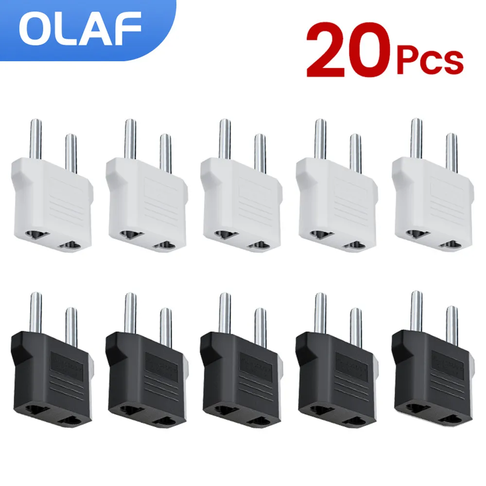 Olaf 1-20pcs Electrical Socket Plugs Adapters US to EU Plug Power Travel Converter American China KR To Europe Plug Adapter