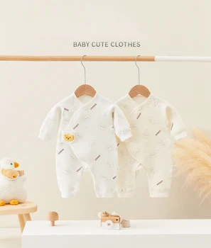 AYNIGIELL-رومبير بأكمام طويلة للأطفال ، ملابس الأطفال حديثي الولادة ، قطن ، ملابس الفتيات والفتيان ، الربيع والخريف ، 0-6 أشهر 5