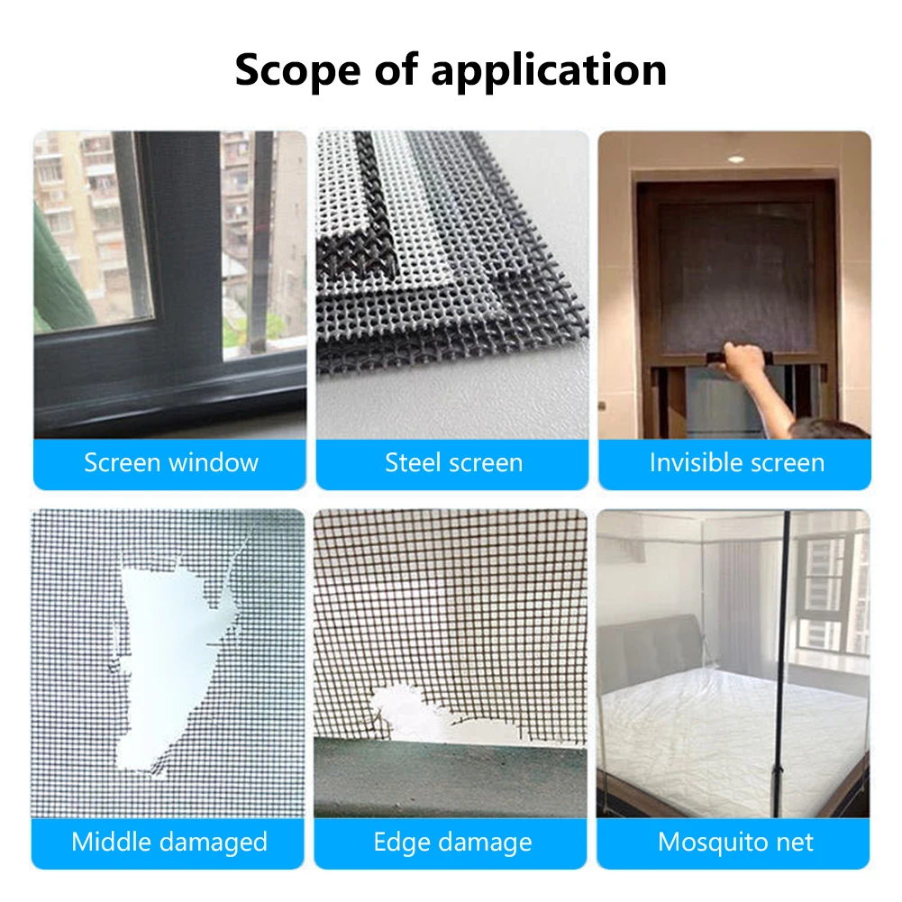 Door Curtain Window Screen Repair Patch 3/6pcs 10cm*10cm Baby Safety Screen Patch Stickers Anti Mosquito Net Door Repair window screen repair tape,window screen repair sticker