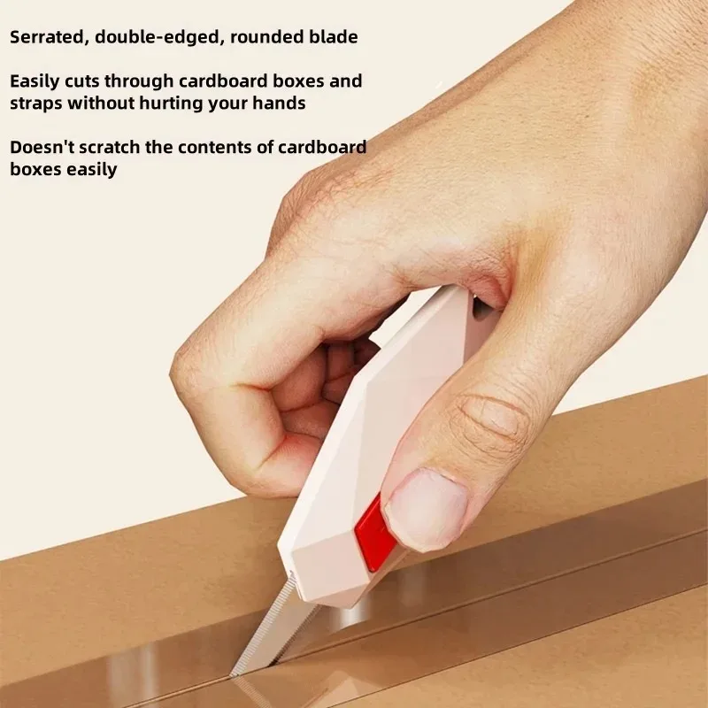 Diamond Safety Box Cutter - Round-Tip Magnetic Package Opener with Anti-Slip Grip for Mail & Carton Opening, Office & Home Use