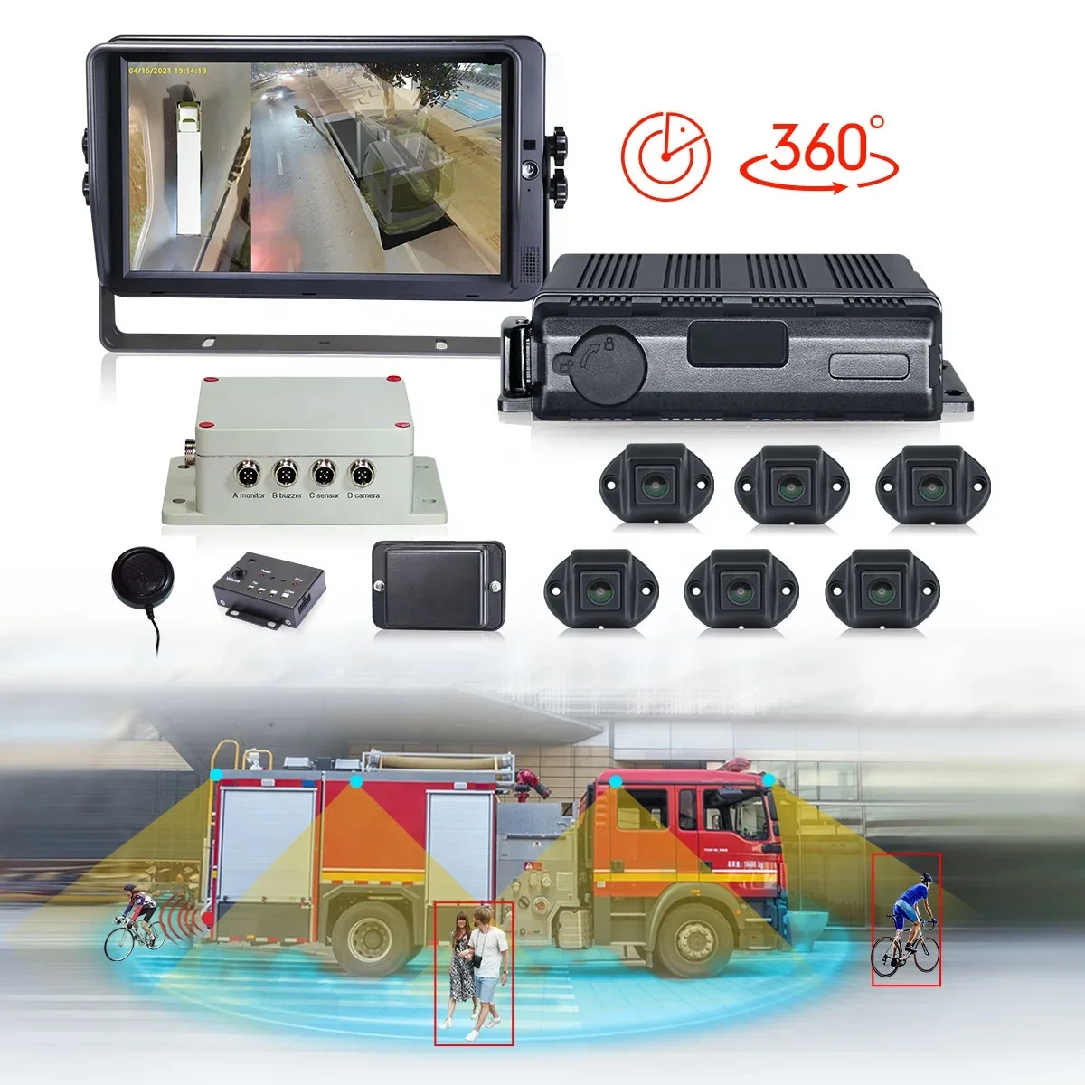 

STONKAM 360 camera for truck waterproof truck cameras for heavy machinery around view for safe driving