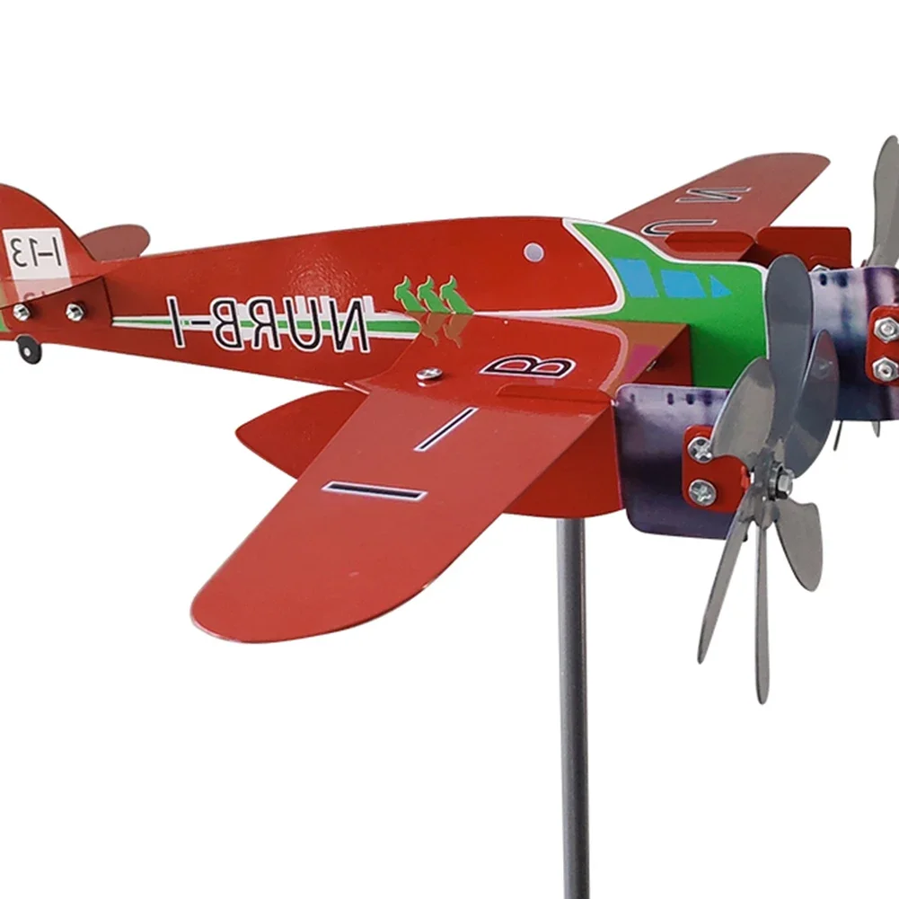 1-2PCS 3D Cub Wind Spinner Plane Metal Airplane Weather Vane Outdoor Roof Wind Direction Indicator Weather Vane Garden Decor garden art decor wind spinner weather vane