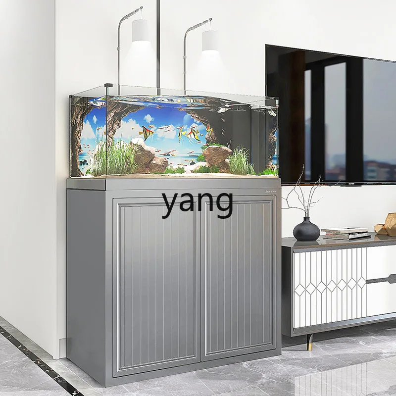 

Yhl Glass Fish Tank Stream Tank Living Room Bottom Filter Aquarium Landscape Ecological Water Plants Fish Globe