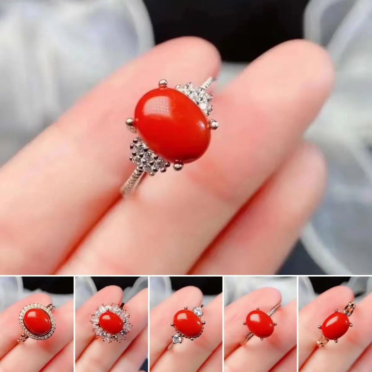Sterling Silver Red Coral Ring | Red Coral Gemstone Silver Ring - Jewelry  925 - Aliexpress