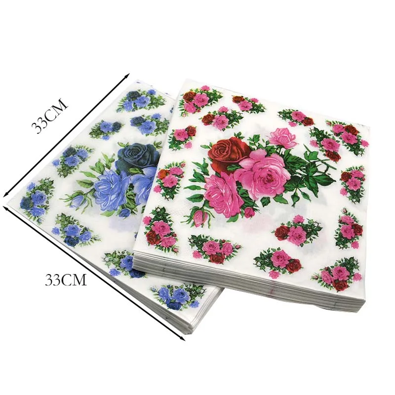 Description Picture 4 of item20 Pcs Disposable Napkins Virgin Wood Pulp Color Printing Napkin Facial Tissue Double Square Tissue Hotel Restaurant Multicolor