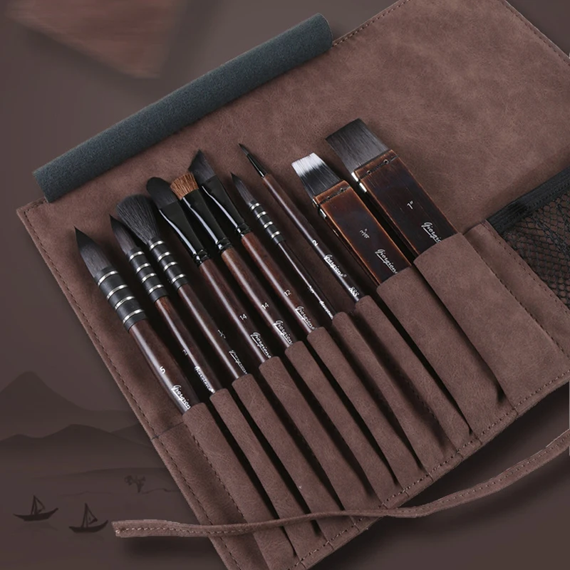 Set Di Pennelli Pittura, 12 Pennelli Professionali per Pittura Acrilica, Ad Olio