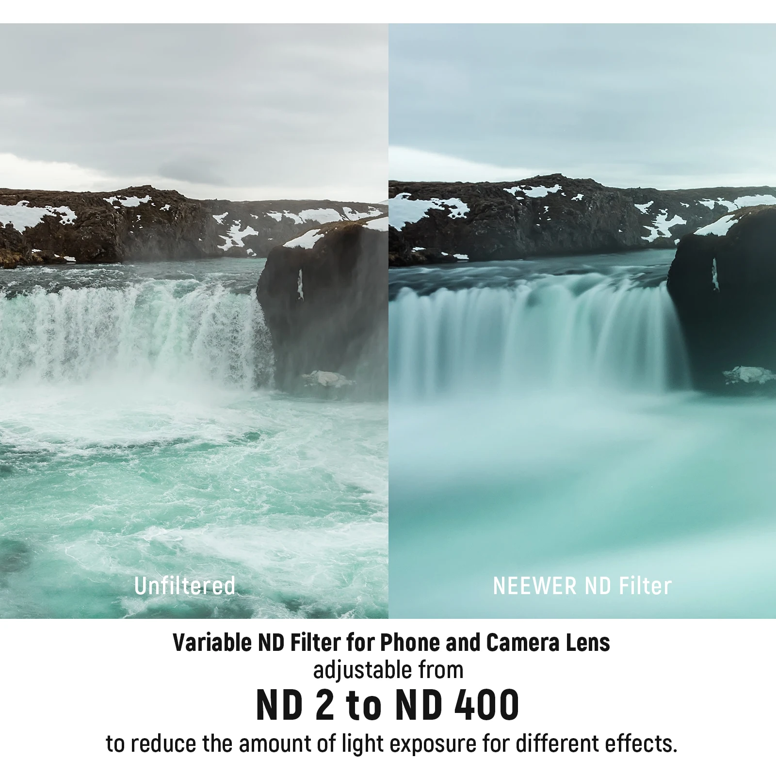 NEEWER 37mm Clip On ND2-ND400 Phone Camera Lens Filter Kit: Adjustable Neutral Density Filter with Phone Clip 2