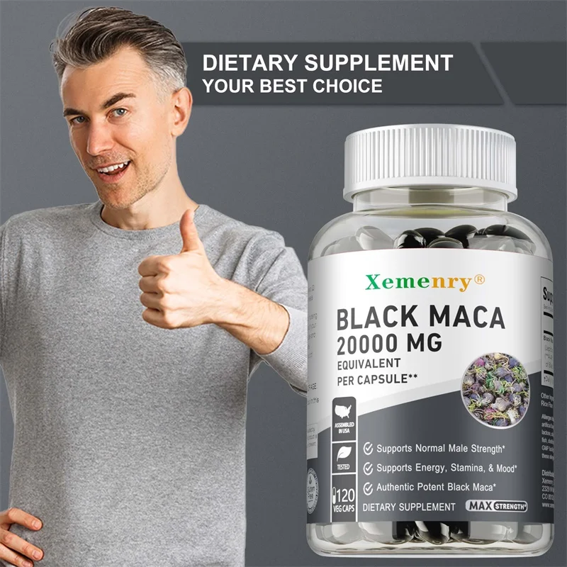 Energy Booster Black Maca Root Supplement Improves Strength Endurance and Mood Enhances Performance and Boosts Energy