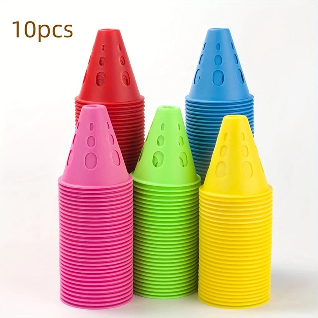 10pieces Marking Training Road Cone Portable And Multifunctional Tool For Soccer Training pink