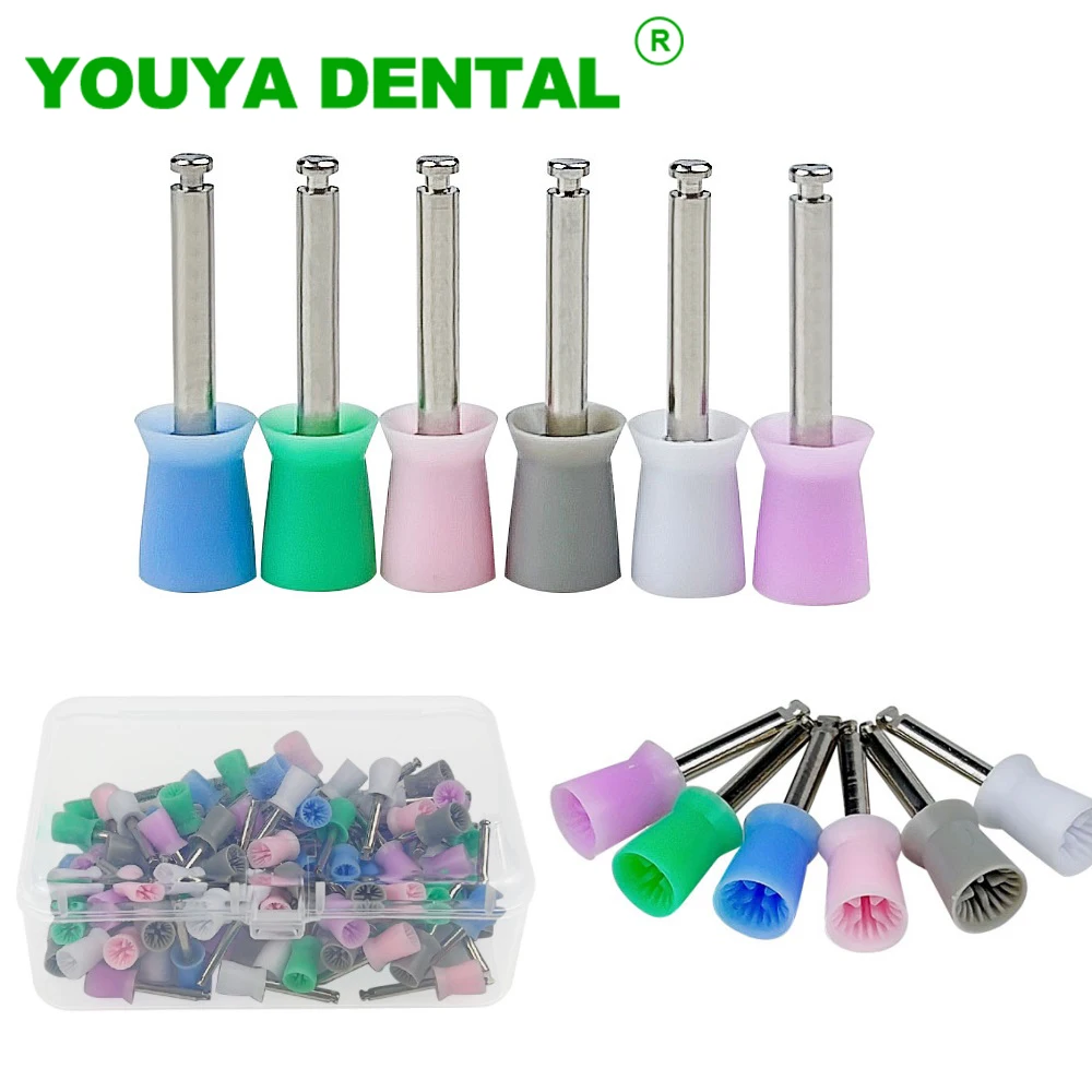 

100pcs/Box Dental Prophy Cup Disposable Rubber Polishing Cup Mixed Color Latch Type Prophylaxis Brushes Dentistry Lab Materials