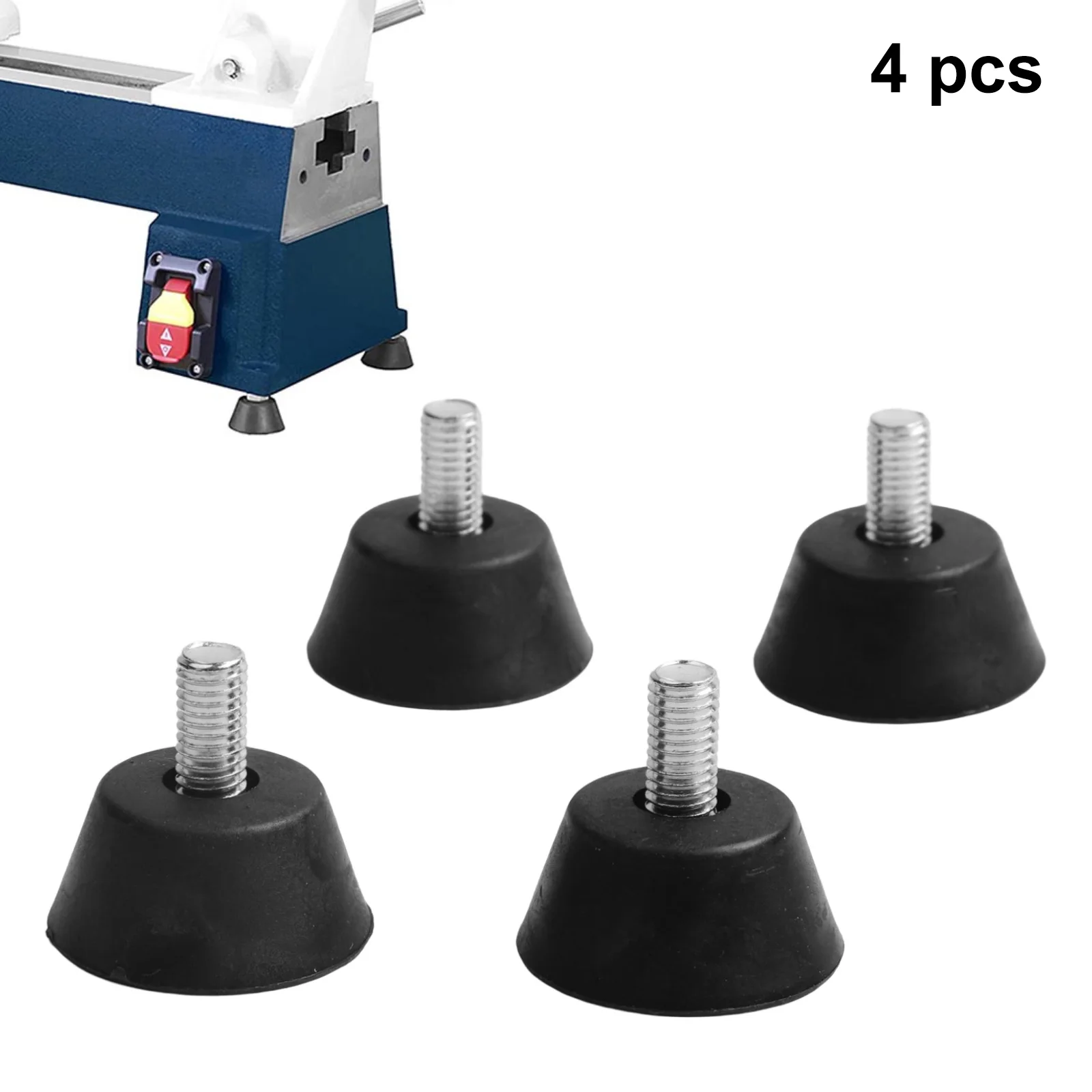 4pcs M8 Adjustable Lathe Feet Anti-Slip Rubber Feet Shock Absorbing Pads Lathe Leg Rubber Foot Mat For Woodworking Lathes