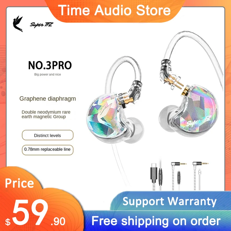 

TFZ NO.3 Pro Supertfz In Ear Headphones Hifi 3.5mm/Type-c Noise Canceling Bass Wired Earphone Gaming Headset With Mic