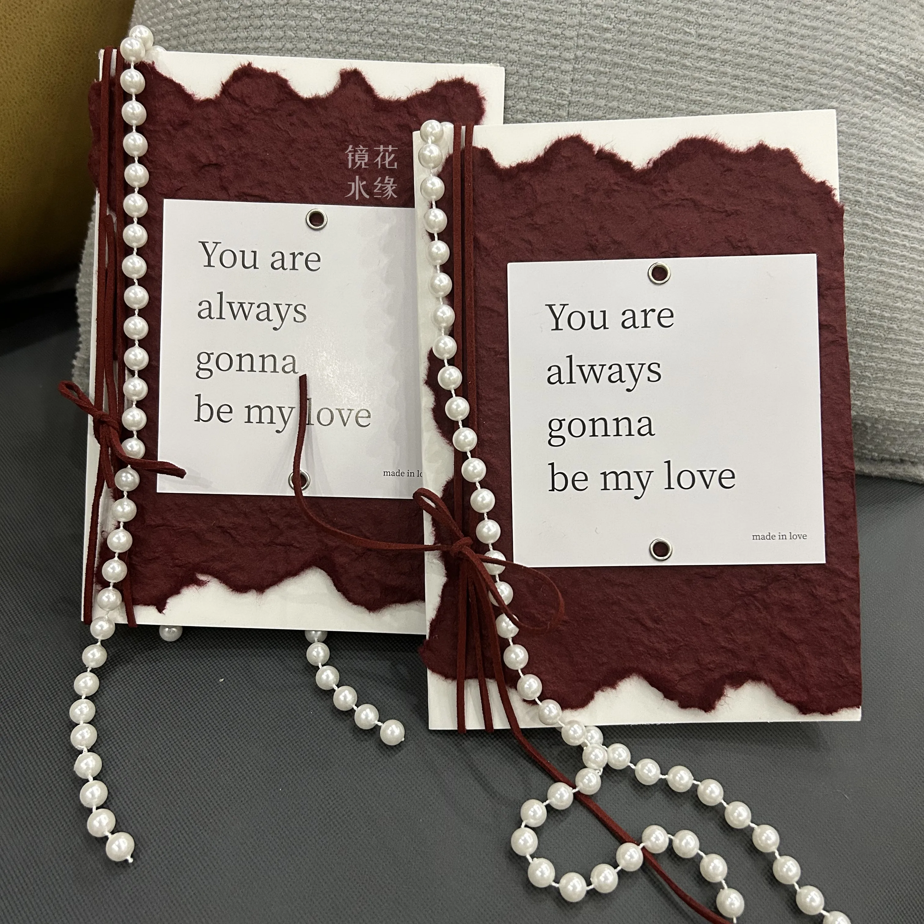 

Senior Wedding Handwritten Vow Card, Wedding Bride and Groom Speech Hand Card, Dark Red Pearl Rose Vow Card, Light Luxury