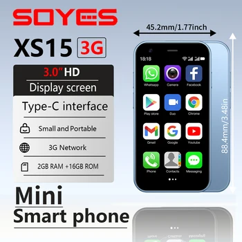 SOYES XS15 bleu 3G Mini Smartphone 3.0 "écran HD 2G RAM 16G ROM double SIM veille Play Store plusieurs couleurs disponibles plus d'applications 1