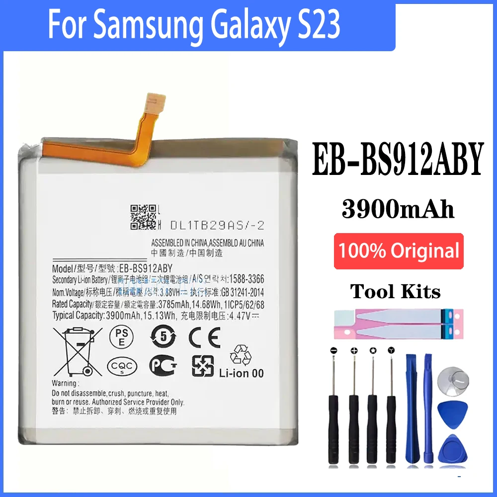 

100% Original EB-BS912ABY 3900mAh Battery For Samsung Galaxy S23 SM-S911B Phone Replacement With Tools