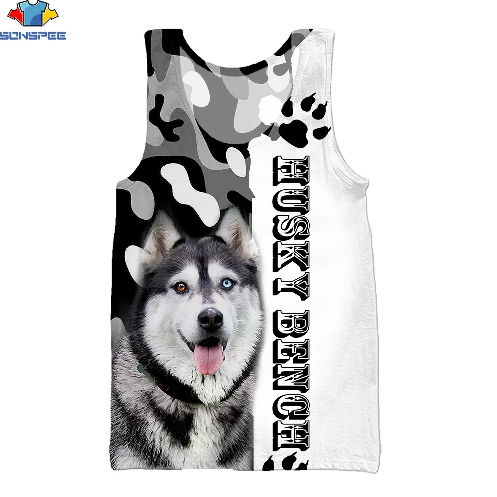 

Мужской жилет SONSPEE с 3D принтом, летняя дышащая майка Хаски для Гавайских отпусков, забавная креативная уличная спортивная майка для отдыха