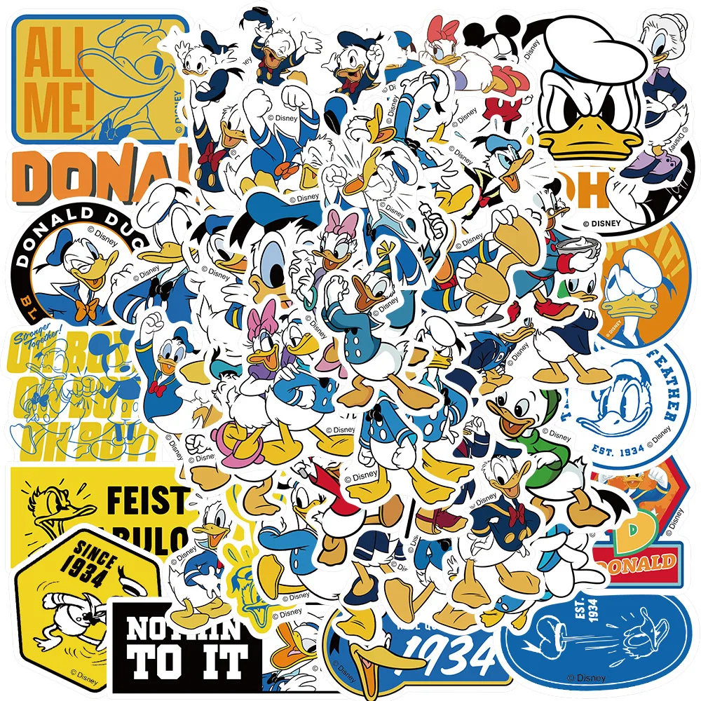 

10/30/50pcs Disney Cartoon Mickey Mouse Donald Duck Stickers for Kids Waterproof DIY Laptop Stationery Cute Decoration Decals