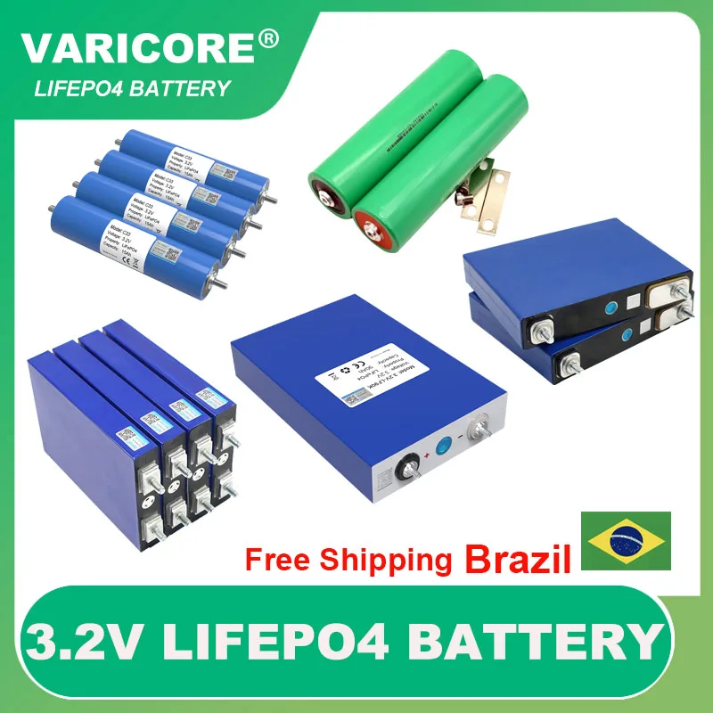 Bateria do Fosfato do Ferro do Lítio Lifepo4 3.2v 105ah 55ah 32ah Inversor Solar da Motocicleta do Carro Bonde de Faça Você Mesmo 4s 12v 24v Baterias do Barco
