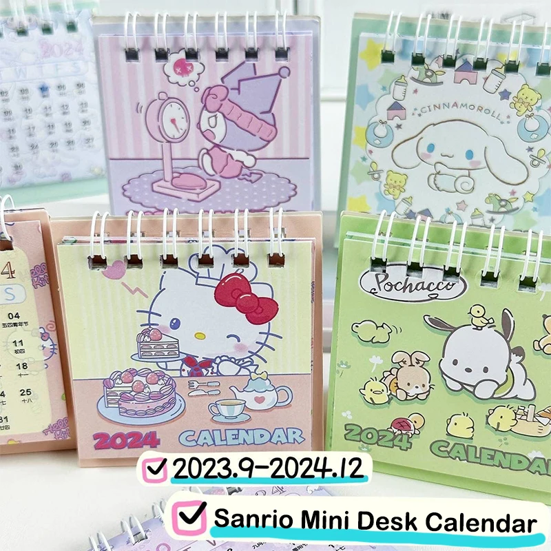 

Sanrio 2024 Calendar Mini Hello Kitty Desk Calendar Cartoon Cinnamoroll Pochacco Kuromi Tabletop Ornaments Gift