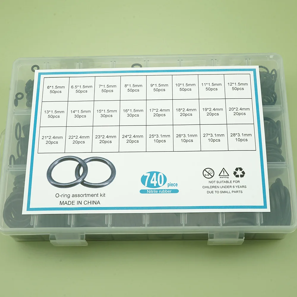 고무 실리콘 O링 개스킷 도장 밀봉 O링 니트릴 와셔, 고무 O링 모음 키트, 박스 링 세트, 740 개
