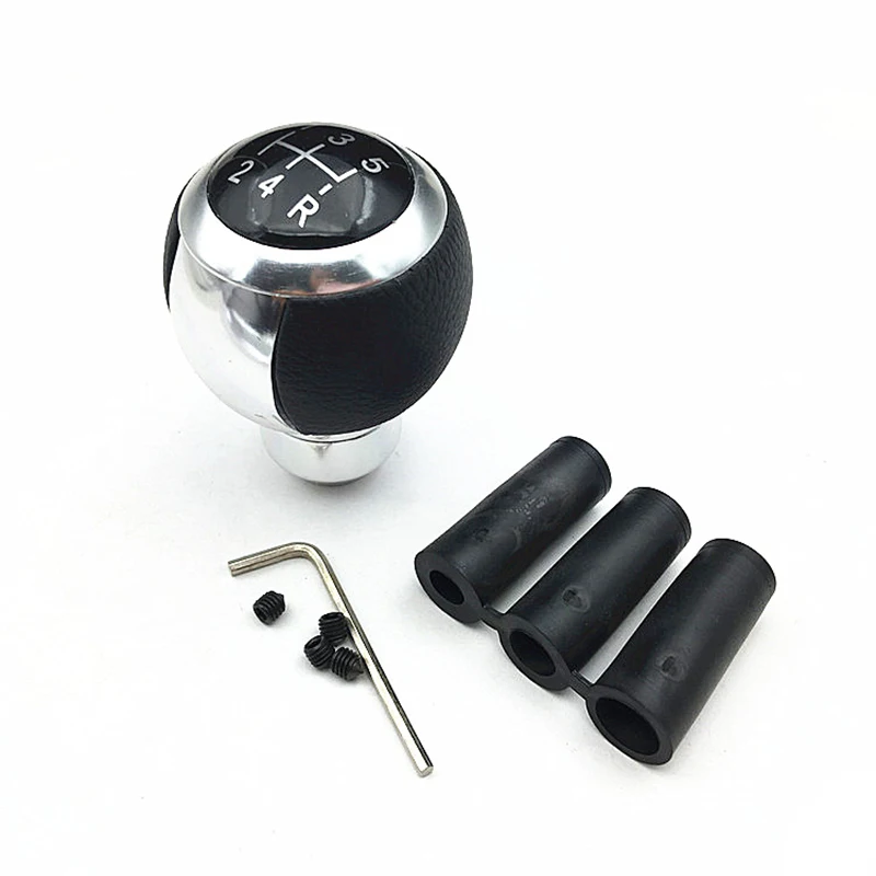 

NEW-Car Leather Personality Gear Shift Head Manual Gear Lever Knob Modified Handball Head Metal 5 Gears with Gears
