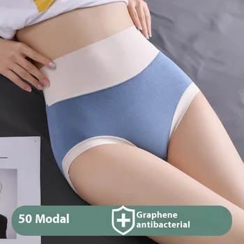 Women's Panties 6PCS Modal High Waisted Tummy Tuck Triangle Pants Teenage Girls Plus Size Comfortable Triangle Panties