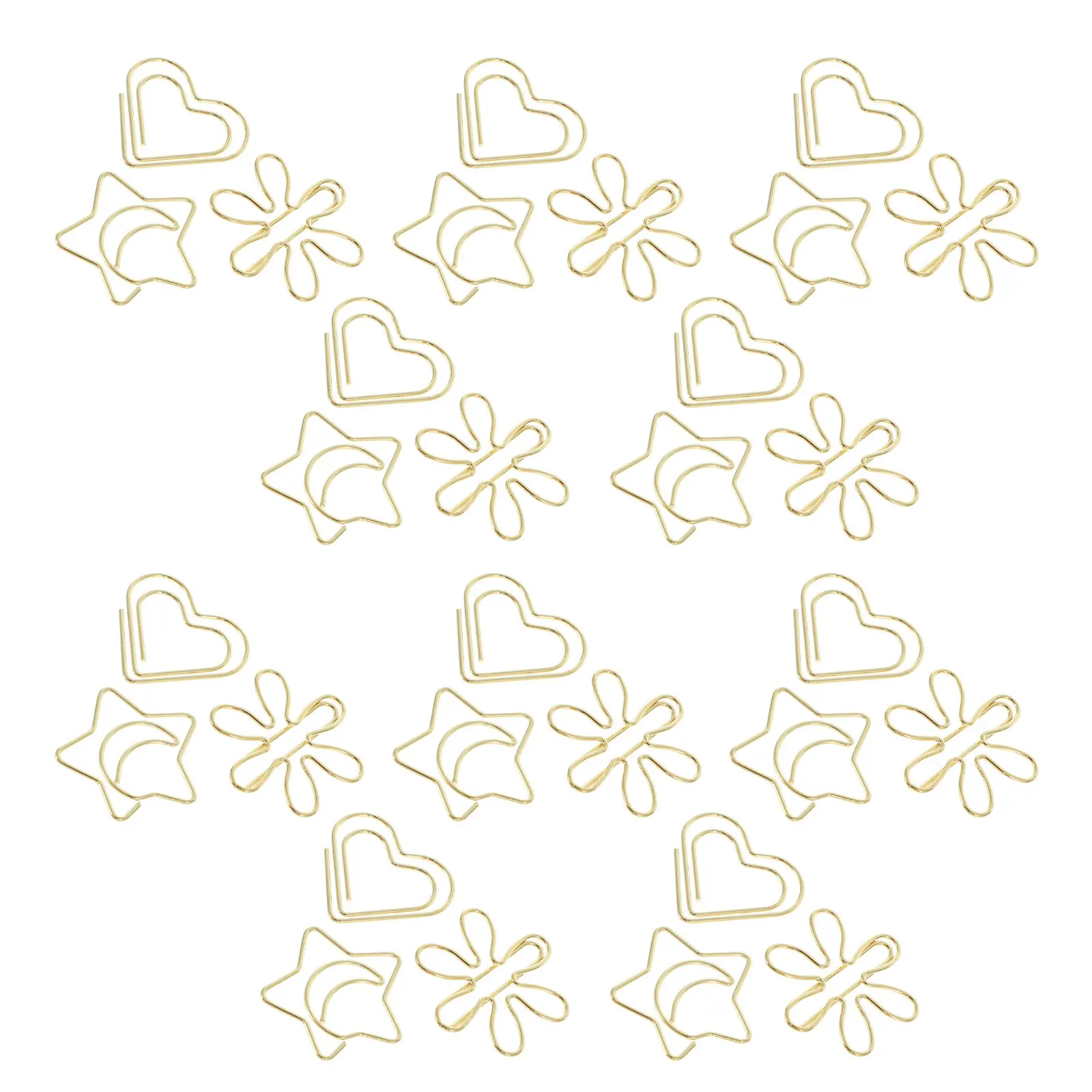 30Pcs 골드 장 종이 클립 모양의 금속 종이 클립 높은 내구성 훌륭한 솜씨 학교 사무실 청구서에 대한 다용도 사용