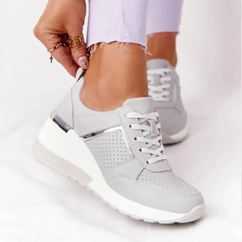 Women sports shoes Tennis Shoes Women Lace Up Walking Wedge Sneakers for Outdoor Comfortable Walking Shoes Plus Size 35-43