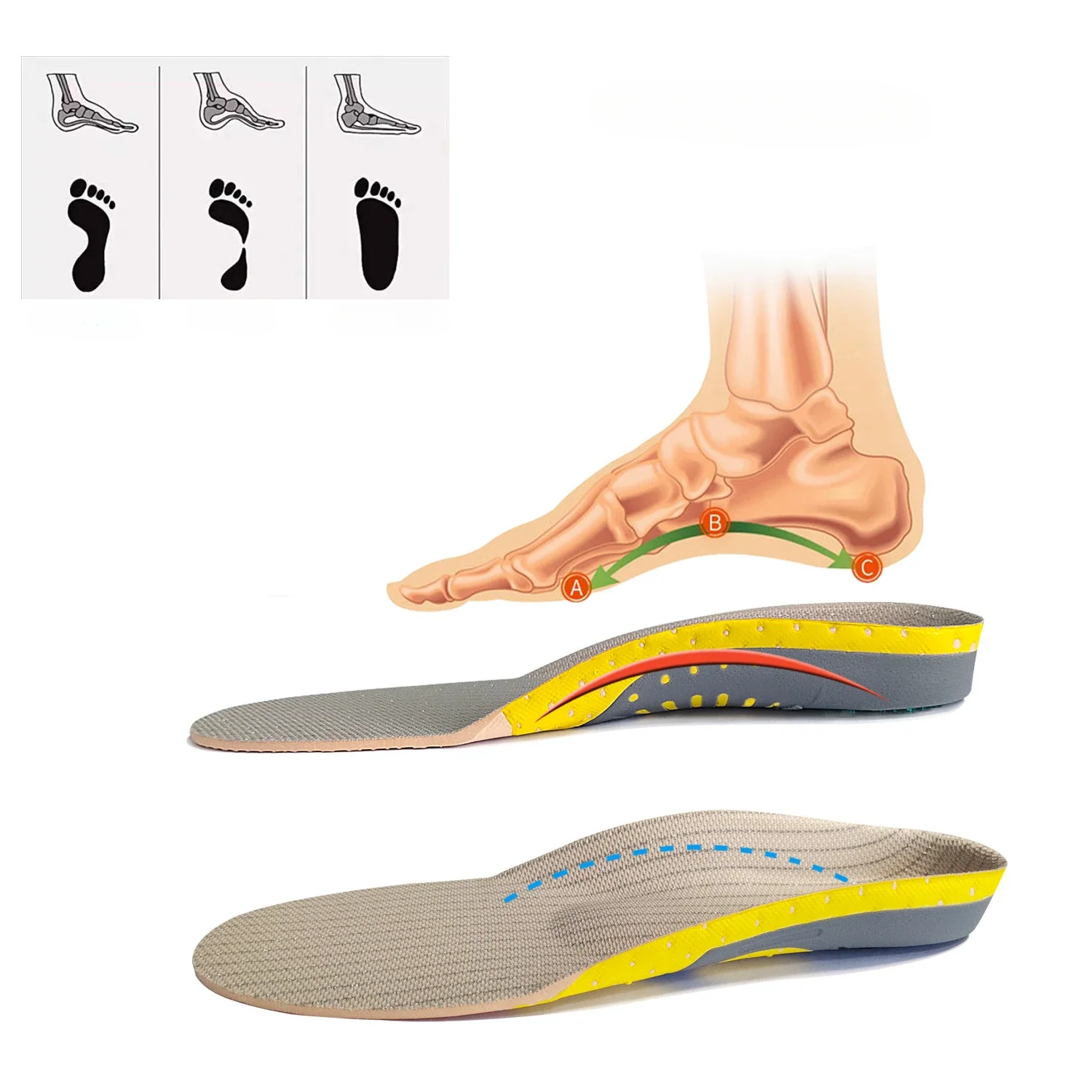 1 Pair Orthopedic Insoles Orthotics Flat Foot Health Sole Pad for Shoes Insert Arch Support Pad Plantar Fasciitis Feet Care Pads