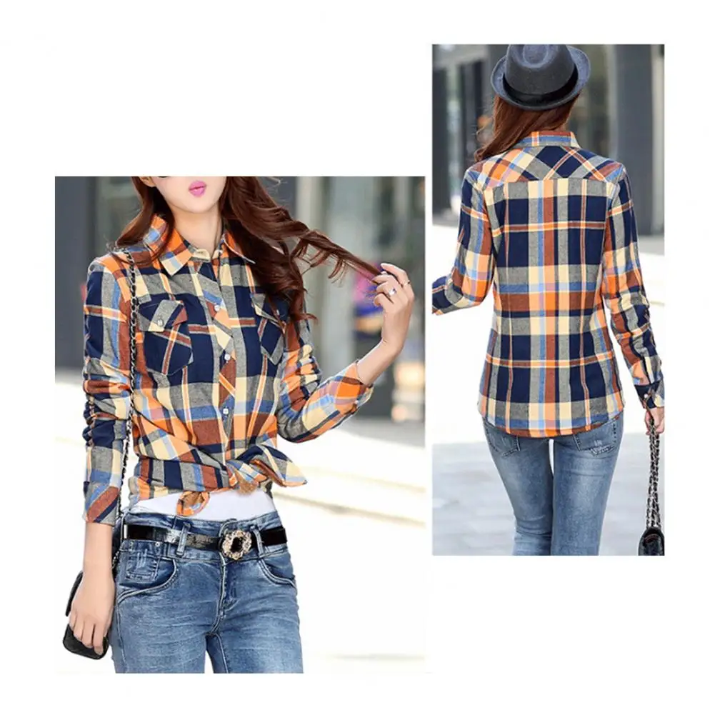 

Women Coat Plaid Print Shirt Coat with Thick Fleece Lining for Women Single Breasted Jacket with Pockets Warm Winter Outerwear