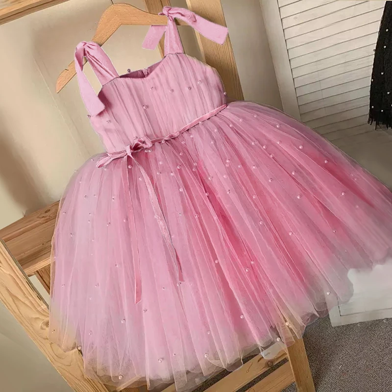 Vestido de fiesta de vestido de princesa de tul para de perlas esponjosas, vestido de noche de boda para niños, ropa de bebé, ropa de verano|Vestidos| - AliExpress