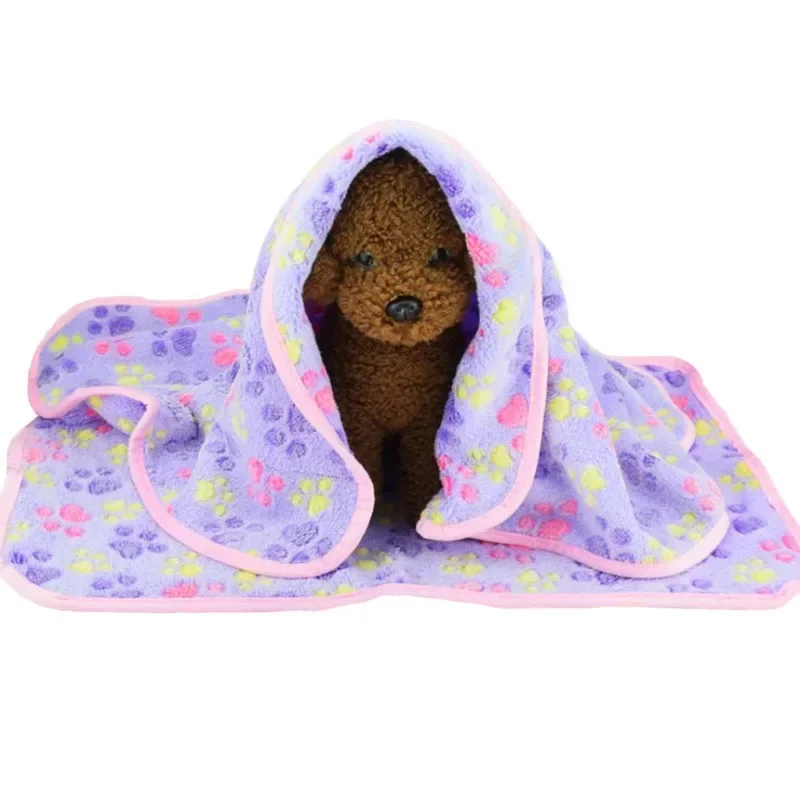 Soft Flannel Fleece Cat Dog Blanket Bed Mats Paw Foot Print Warm Pet Blanket Sleeping Beds Cover Mat for Dogs Cats Pets supplies