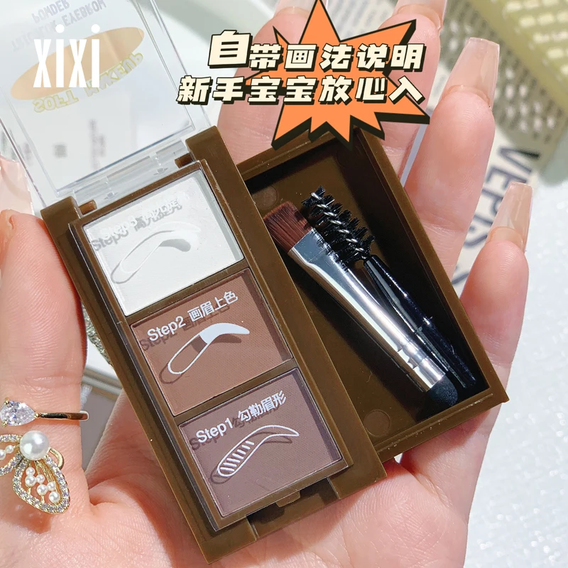 

Tricolor Shaping Eyebrow Powder Palette Soft Matte Brow Powder With Brush Natural Long Lasting Waterproof Facial Contour Makeup