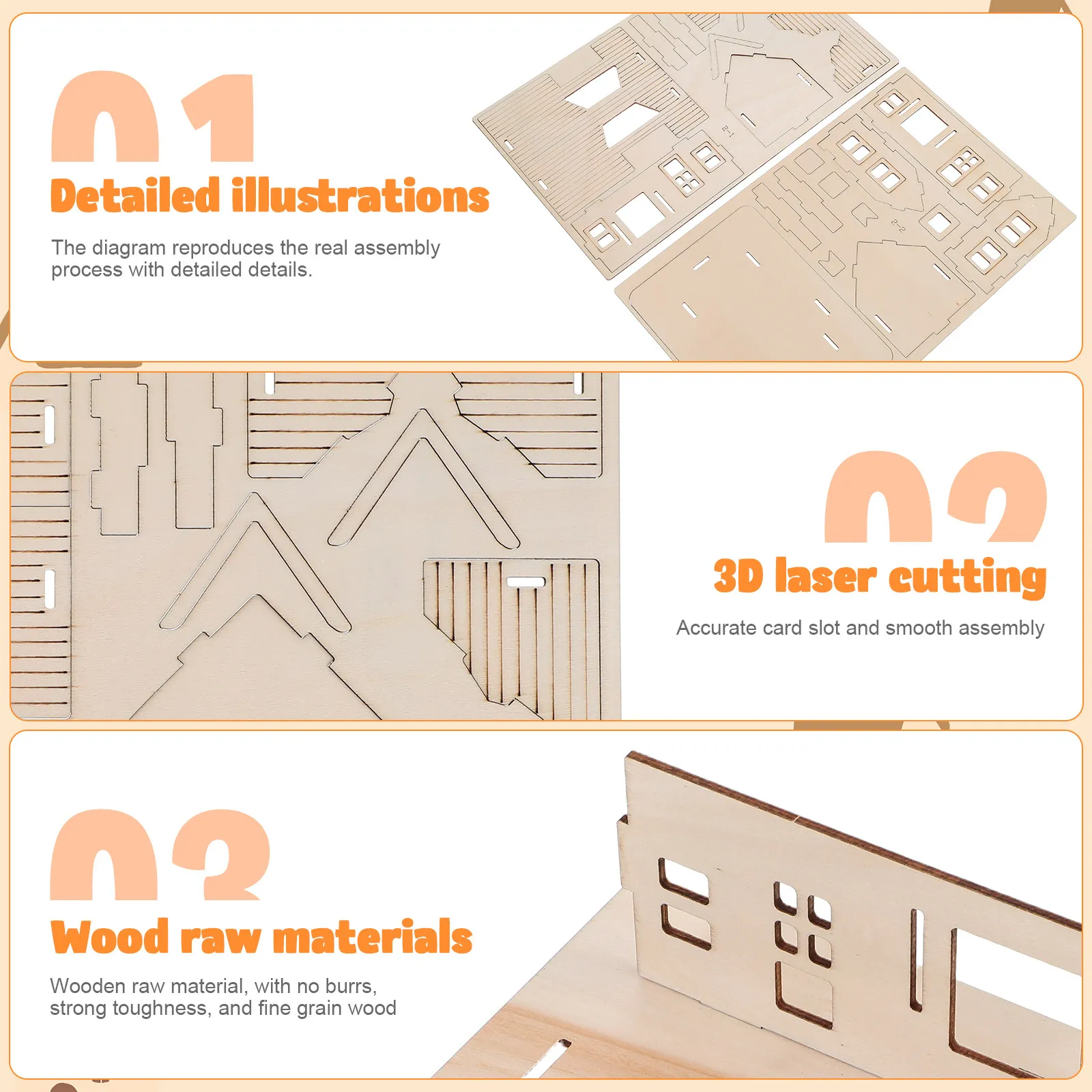 1 세트 목조 주택 퍼즐 3D DIY 조립 나무 퍼즐 안전하고 매끄러운 표면 홈 오피스 장식 재미있는 창조적 인 선물 크리스마스