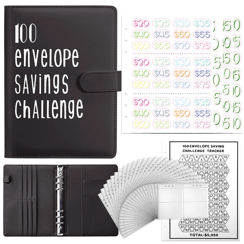 

100 Envelopes Money Saving Money Challenge Budget Binde with Cash Envelopes for Budget Planner Easy and Fun Way to Save $5,050