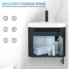 22" Corner Bathroom Vanity Sink Combo for Small Space Wall Mounted Floating Cabinet with White Resin Sink & Matte Black Faucet 4