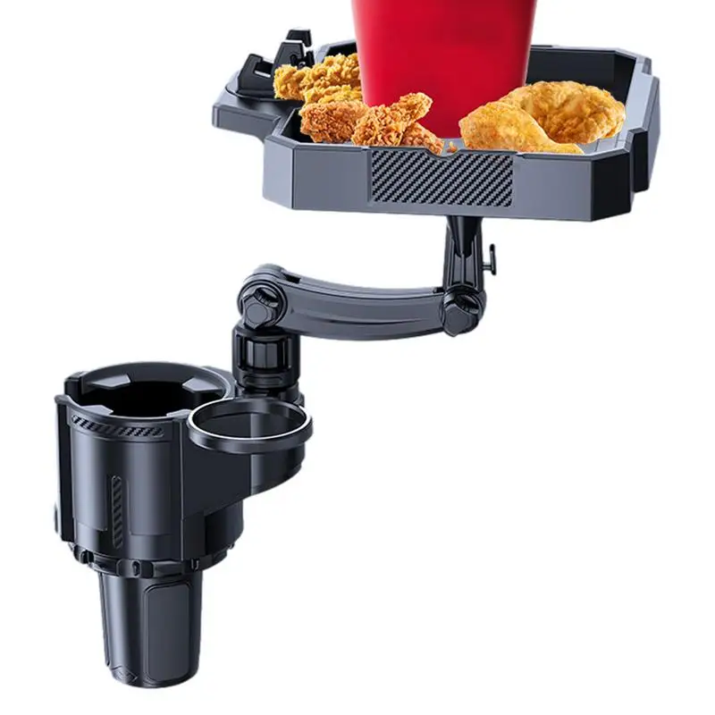 

Car Cup Holder Tray Stretchable Car Cup Tray Holder with 360 Degree Rotation Adjustable Automotive Eating Table Multi-Purpose