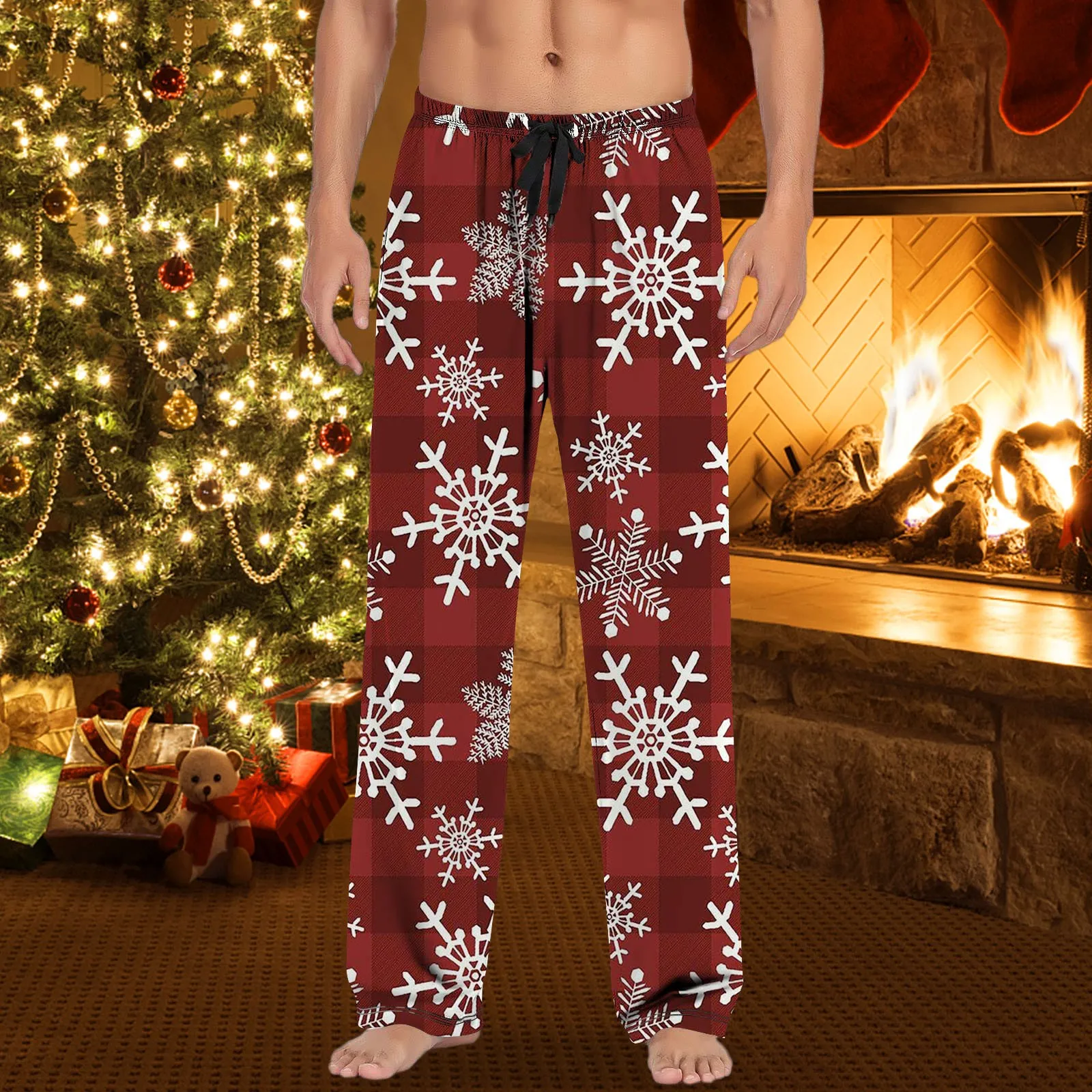 

Christmas Pants Women Mens Wide-Leg Pant High-Waist Straight-Leg Trouser Ugly Xmsa Print Sports Sweatpant Male Jogger Pantalones