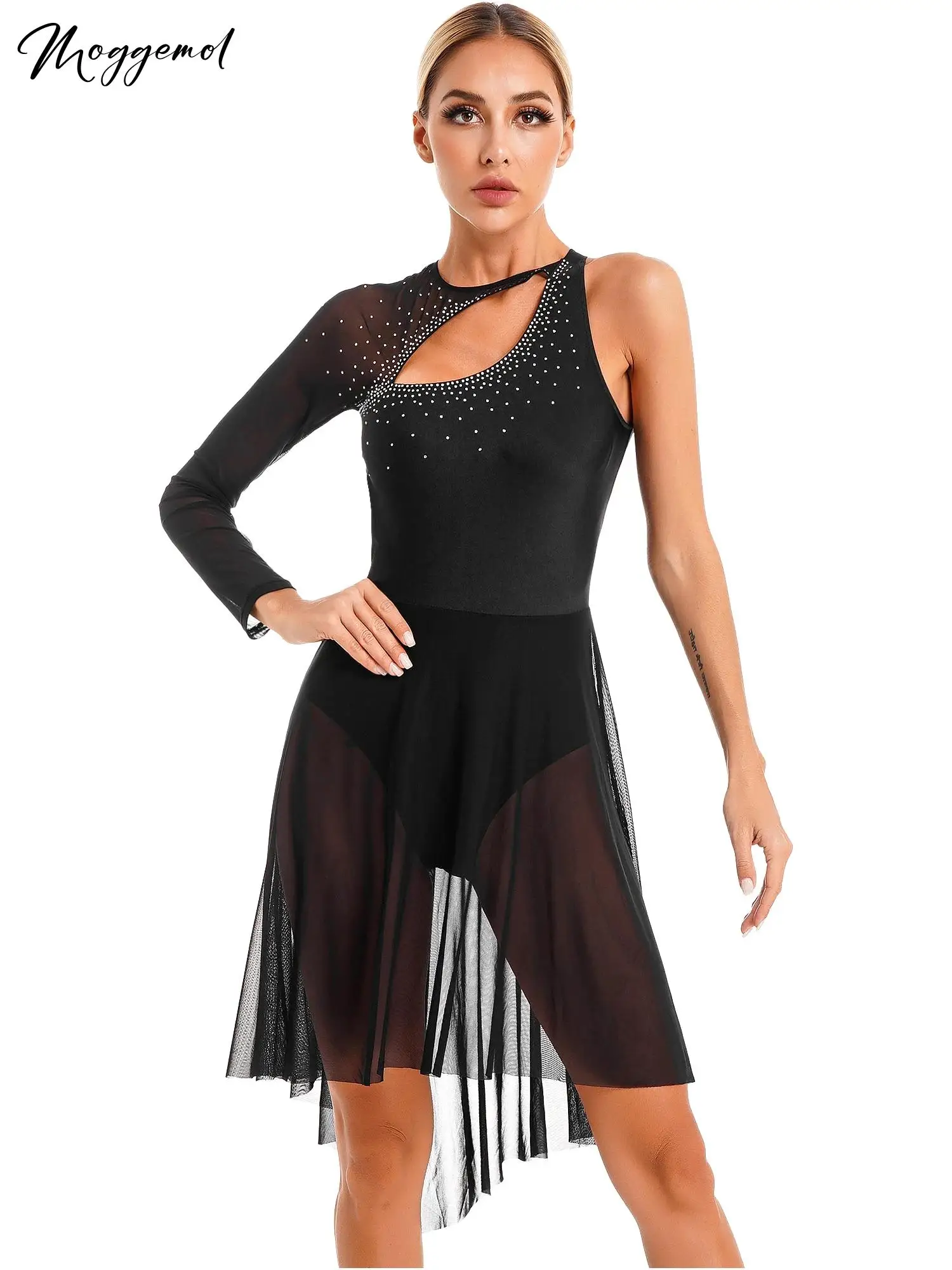 Inlzdz Robe De Danse Lyrique Pour Femmes Robe Longue Pailletée Manches